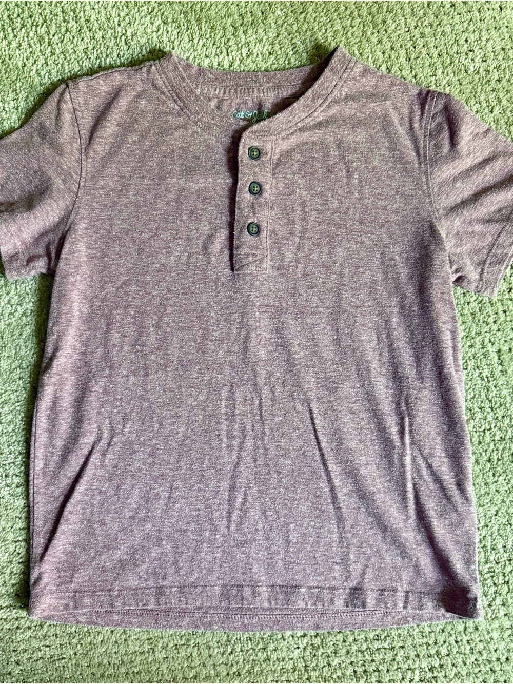 Cat & Jack Mauve Heather Short Sleeve Henley